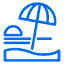 Sun loungers and umbrellas (on charge)